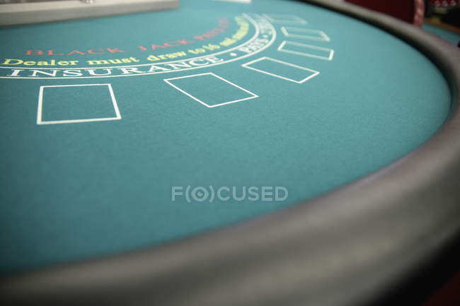 Close Up View Of Empty Blackjack Table Full Frame Insurance Stock Photo 178851628