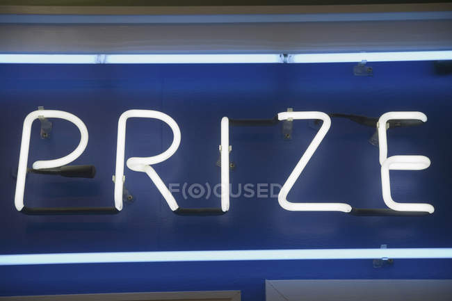Full frame shot of prize lettering neon tubes sign — Stock Photo
