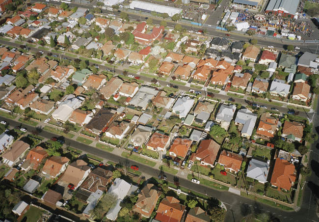 Vue aérienne des maisons de banlieue — Photo de stock
