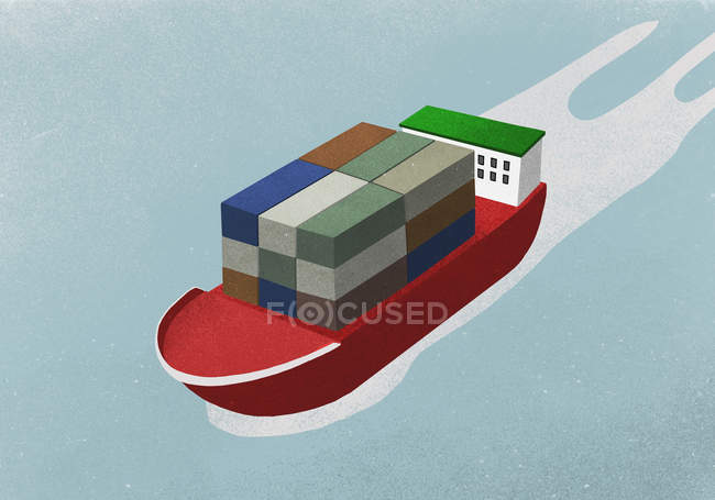 Container ship on ocean — Stock Photo