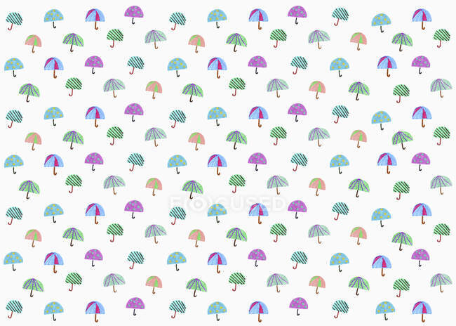 Illustration motif parapluie multicolore sur fond blanc — Photo de stock