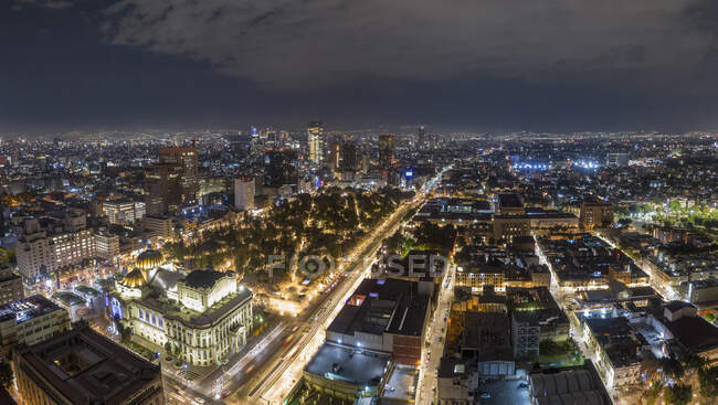 Aerial cityscape Mexico City at night, Mexico — Stock Photo