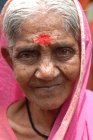 Portrait of indian rural old woman looking at camera. Lonavala, Maharashtra, India — Stock Photo