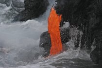 Kilauea lava flow sea entry — Stock Photo