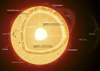 Parts of the sun with labels — Stock Photo