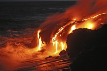 Kilauea lava flow sea entry — Stock Photo