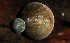 Außerirdische Planeten und Monde — Stockfoto