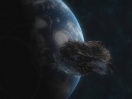 Asteroid near Earth planet — Stock Photo