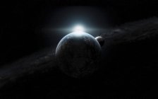 Planètes et étoiles dans l'espace obscur — Photo de stock