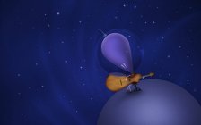 Martian playing guitar on planet — Stock Photo