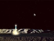 Lanzamiento de naves espaciales desde la superficie lunar - foto de stock