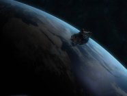 Asteroide cerca del planeta Tierra - foto de stock
