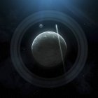 Planet with moon in rings — Stock Photo