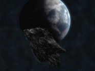 Asteroid near Earth planet — Stock Photo