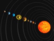 Sol e planetas do sistema solar — Fotografia de Stock