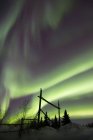 Aurora boreale sopra ranch — Foto stock
