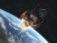 Asteroide que entra en la atmósfera - foto de stock