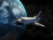 Transbordador espacial con planeta Tierra - foto de stock
