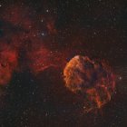 Jellyfish Nebula IC 443 and Sharpless 248 in true colors — Stock Photo