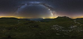 Panorama of Milky Way over Lago-Naki plateau, Russia — Stock Photo