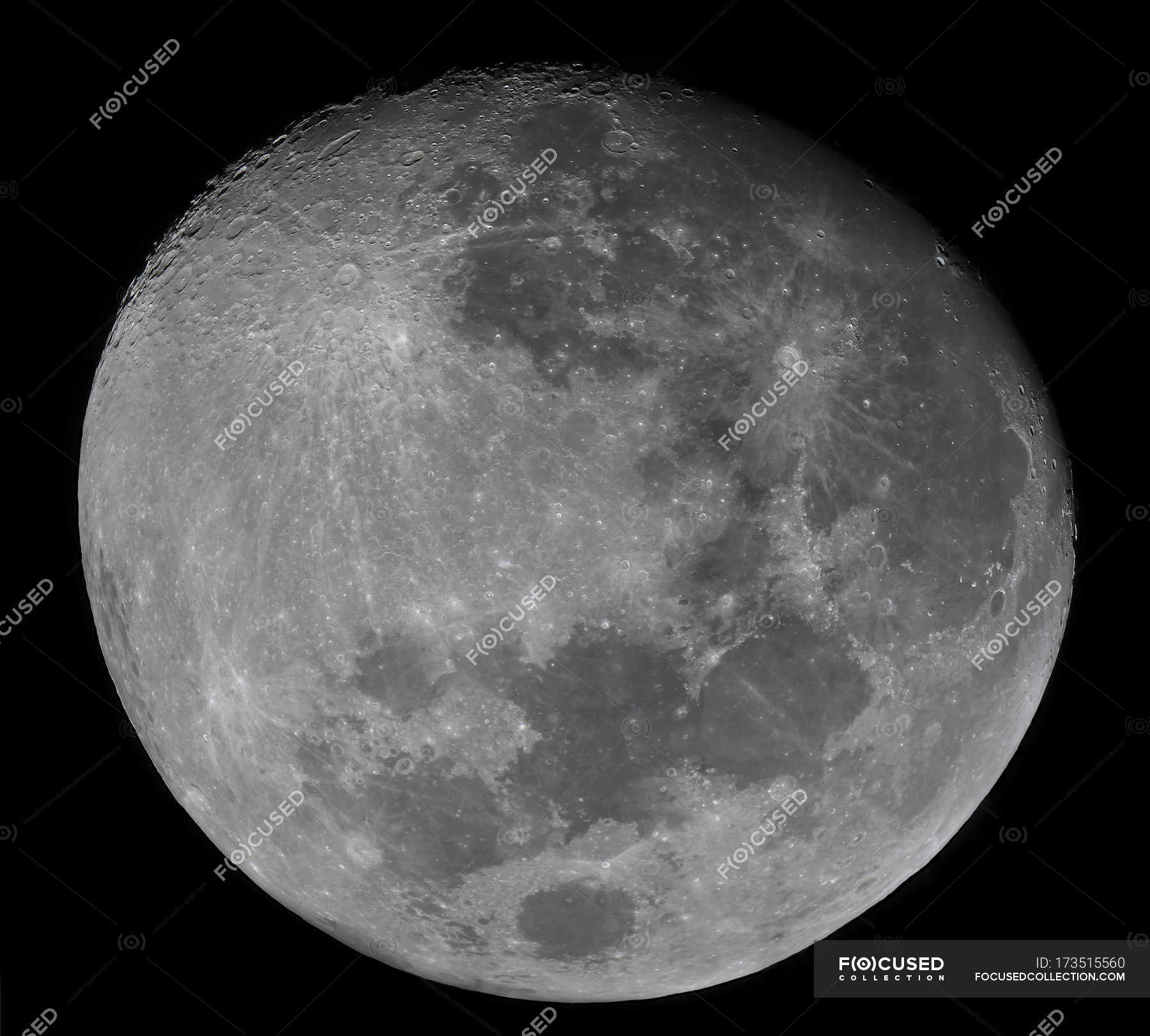 Waxing gibbous Moon — sea of serenity, moon phase Stock Photo