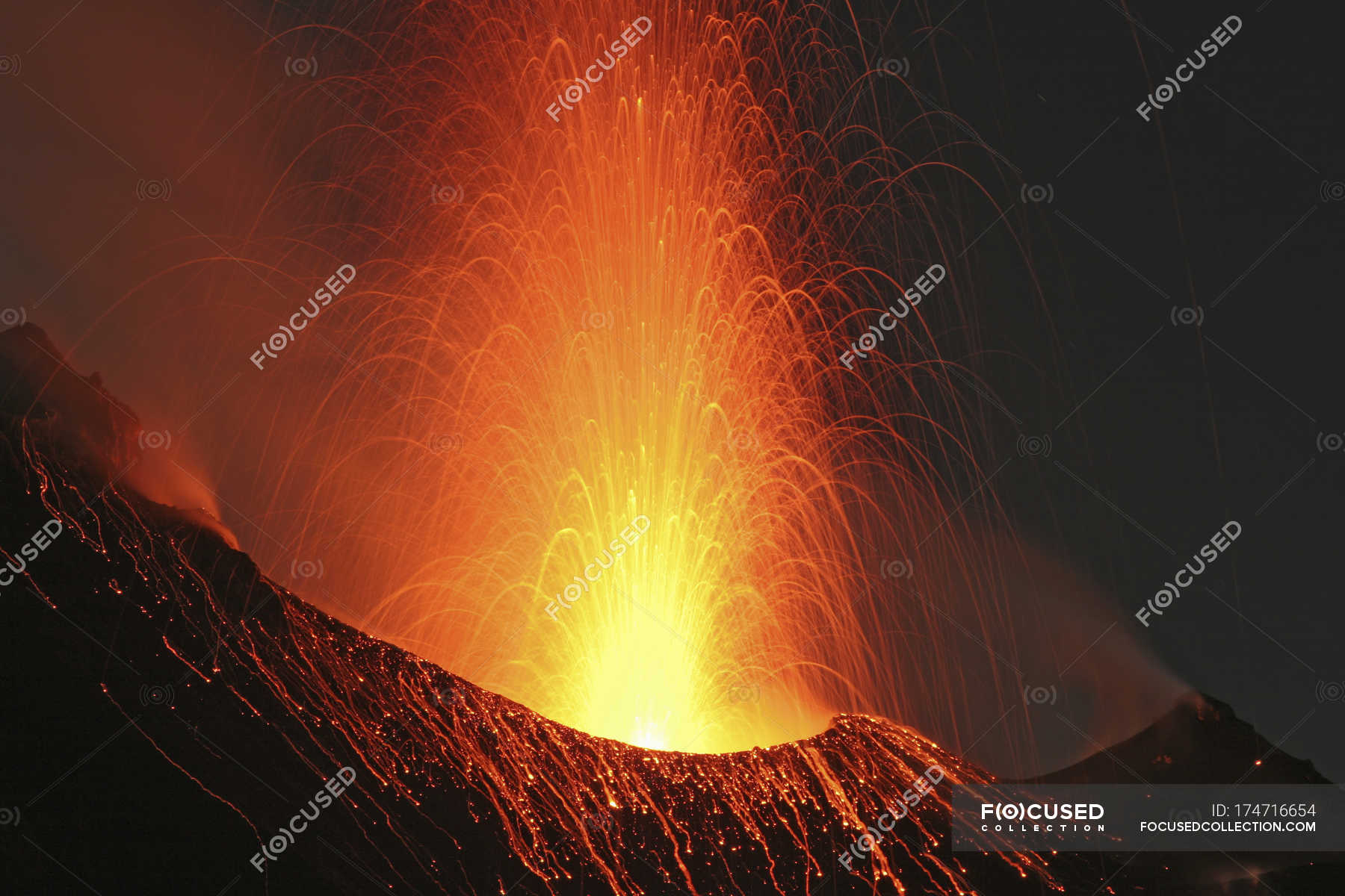 Stromboli Eruption On Aeolian Islands — Nature, View - Stock Photo ...