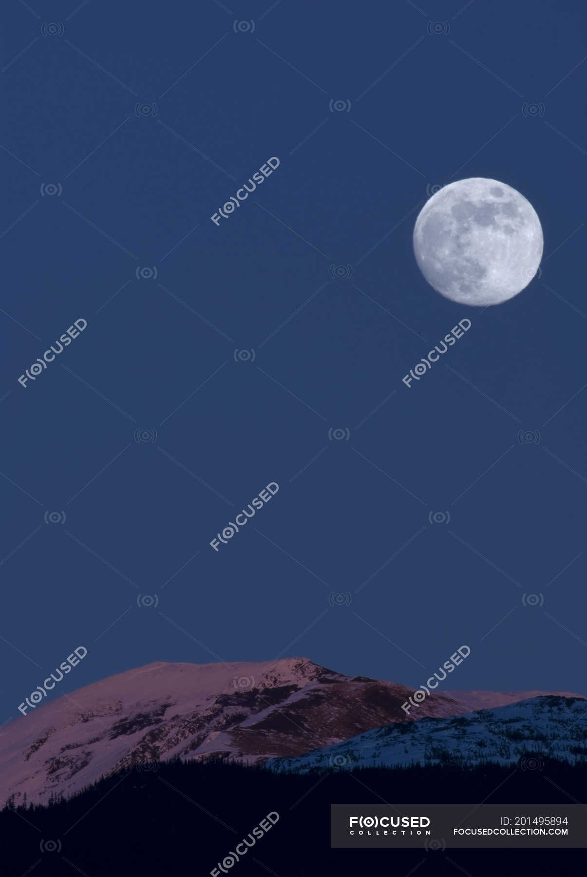 Full Moon Over Mountains At Alpenglow New Aiyansh British Columbia Canada Photography Sky Stock Photo 201495894