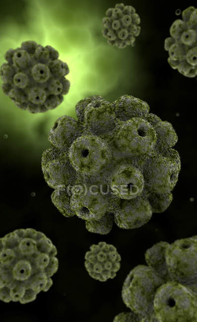 Imagen conceptual de las células del poliomavirus - foto de stock