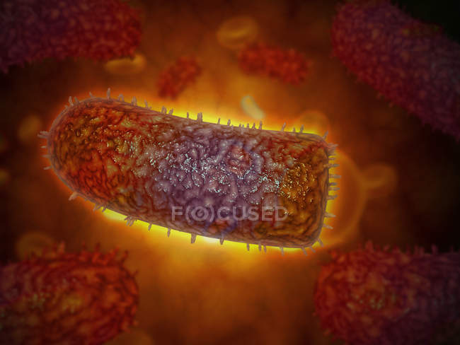 Partículas coloridas estilizadas del virus de la rabia - foto de stock