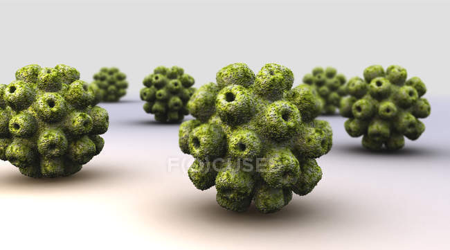 Imagen conceptual de las células del poliomavirus - foto de stock