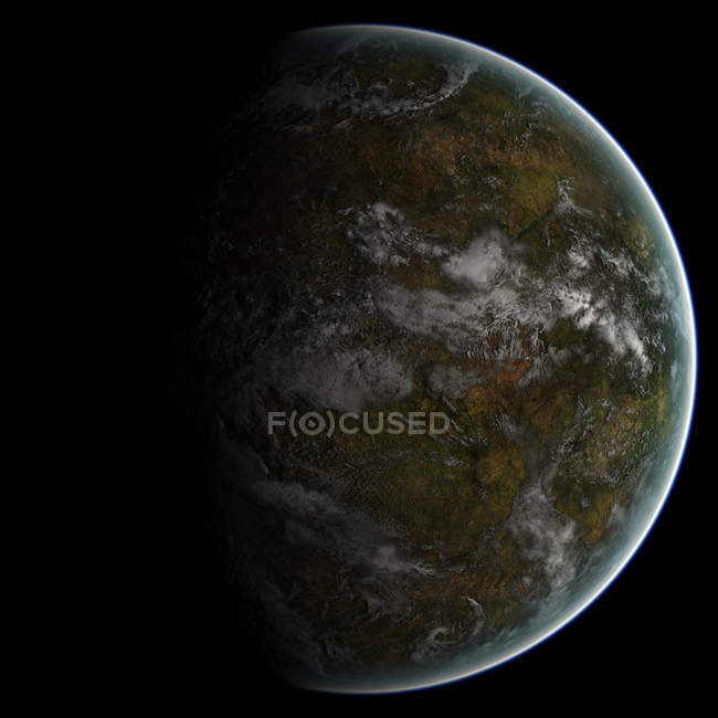 Planeta terrestre parcialmente iluminado - foto de stock
