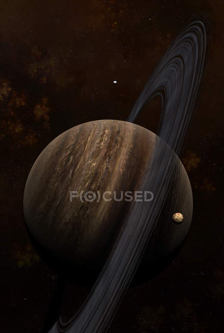 Concept of ringed gas giant with moons — Stock Photo