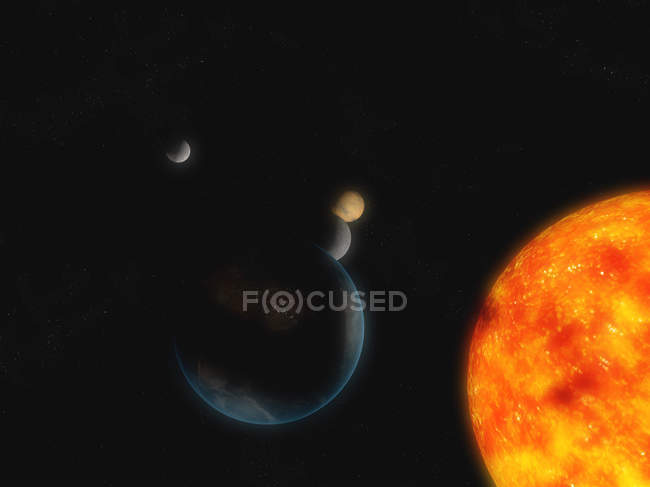 Солнце и планеты Солнечной системы — стоковое фото