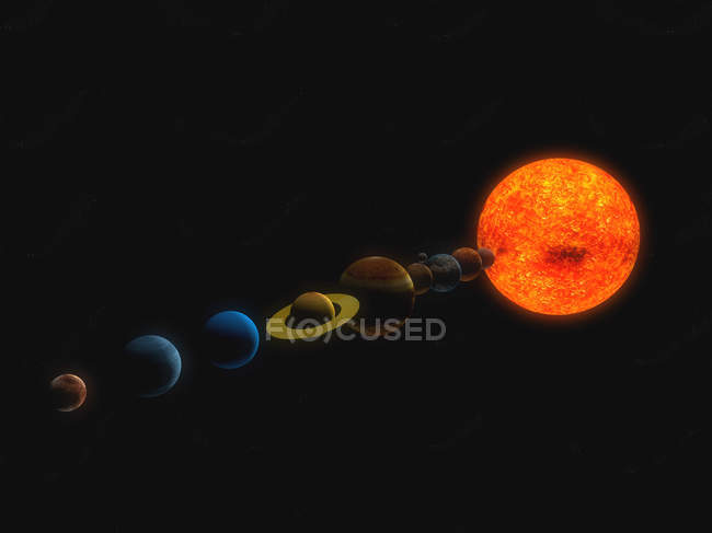 Soleil et planètes du système solaire — Photo de stock