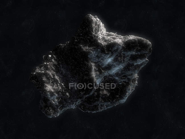 Астероид в тёмном космосе — стоковое фото