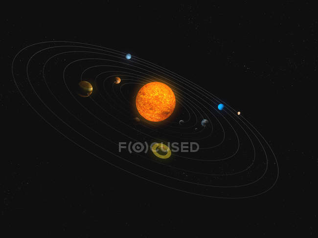 Sol y Planetas del Sistema Solar - foto de stock