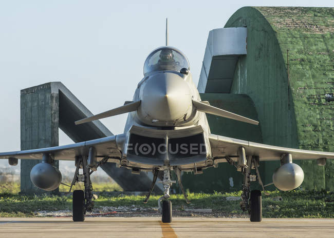 Italien - 17. Januar 2018: Luftwaffe f-2000a Taifun auf dem Luftwaffenstützpunkt Trapani — Stockfoto