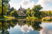 Castello di Vajdahunyad con lungomare a Budapest in estate — Foto stock