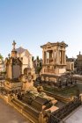 Poblenou Cemetery with Angel statues in Barcelona in summer — Stock Photo