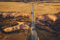Aerial view of the road in the desert — Stock Photo