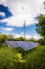 Painéis solares alimentam energia para a rede elétrica. — Fotografia de Stock