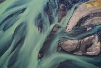 Vue aérienne des rivières tressées dans le sud de l'Islande — Photo de stock