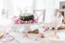 Beautiful table setting for easter dinner — Stock Photo