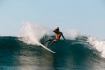 Surfista en una ola, Lombok, Indonesia - foto de stock