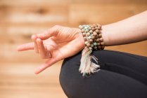 A girls hand in mudra during meditation. — Stock Photo