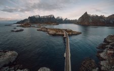 Panoramic view of the mountains and islands around lofoten — Stock Photo