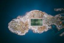 Football Soccer Stadium Lofoten Norway, aerial view — Stock Photo