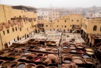 View of leather tannery in fez, Morocco — Stock Photo