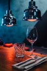 Two empty glasses on table — Stock Photo