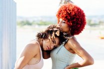 Дві латинські жінки з афро-волоссям позує — стокове фото